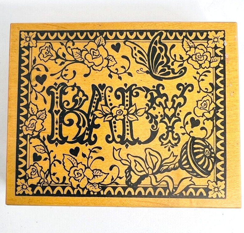 Primary image for Vintage PSX Baby Floral Rattle Butterfly Shower Large Rose Rubber Stamp K1191