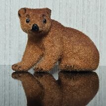 Vintage Kunstlerschutz Figurine Flocked Brown Bear Sitting Handwork West... - $20.14