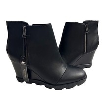 Sorel 9.5 Black Joan Uptown Waterproof Zip Leather Wedge Bootie Rubber S... - £153.96 GBP