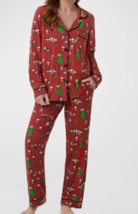 Bed Head Snoopy P EAN Uts Women&#39;s Xmas Holiday Party Cotton Stretch Pajama Set Xl - £58.63 GBP