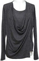 LAFAYETTE 148 Sweater Knit Charcoal Grey Pullover Wool Faux Wrap Sz S - £74.20 GBP