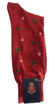 Punto Italian Christmas Red Dress Socks Egyptian Cotton 10-13 Holly Snow... - $28.59