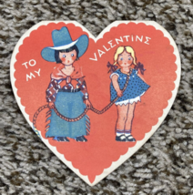 Vintage Valentines Day Card Folded Cowboy w Lasso Girl Nothing That I Wo... - $4.99