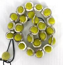 Lime felt ball necklace, textile art statement necklace, one of a kind necklace, - £62.95 GBP