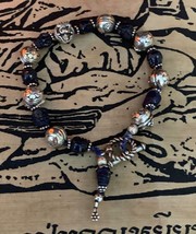 Bali Sterling Silver Buddha &amp; Death Worn Lapis Lazuli Skull Mala Bracelet Voodoo - £308.19 GBP