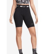 Nike Womens Tight Fit High Rise Bike Shorts Black Print Nike Tape Logo S... - $26.68
