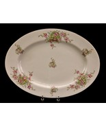 Bavarian Porcelain Serving Platter, 13 x 9, White with Pink Flowers, Gol... - $33.44 CAD