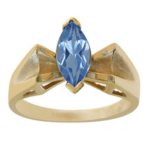 1.00 Carat Marquise Cut Blue Topaz Ring 14K Yellow Gold - $335.61