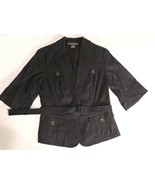 BANANA REPUBLIC LADIES BLACK CASUAL/OFFICE BLAZER 1/4 SLEEVES WITH BELT ... - $25.40 CAD