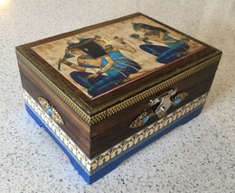 Beautiful Lotus Maidens Egyptian Style Wooden Box - £6.39 GBP