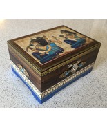 Beautiful Lotus Maidens Egyptian Style Wooden Box - $8.00