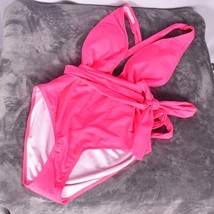 Shein One Piece Swimsuit Belted Plunging Neckline Pink Size 0XL - $15.65