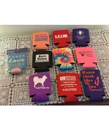 10 Advertising Can Koozies  Great 4 Parties Various Colors Designs All D... - £8.21 GBP