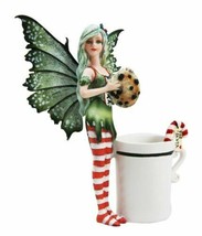 Amy Brown Chocolate Cookie Candy Cane Tea Cup Christmas Fairy Collector Figurine - £39.95 GBP