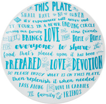 Giving Sharing Plate 90454 Ceramic Friendship Love Devotion 10.5&quot; D White Aqua - £18.66 GBP