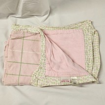 Vintage Amy Coe Baby Girl Cotton Flannel Blanket Pink Green Plaid Flower 37x28" - $39.59