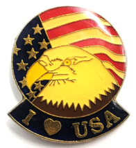 Patriotic Bald Eagle American Flag I Love USA Americana Enamel Pin Stars... - $12.99