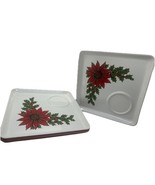 Set of 5 Square Plastic Plates by JSC Poinsettia Christmas Mid Century M... - $590.32 MXN