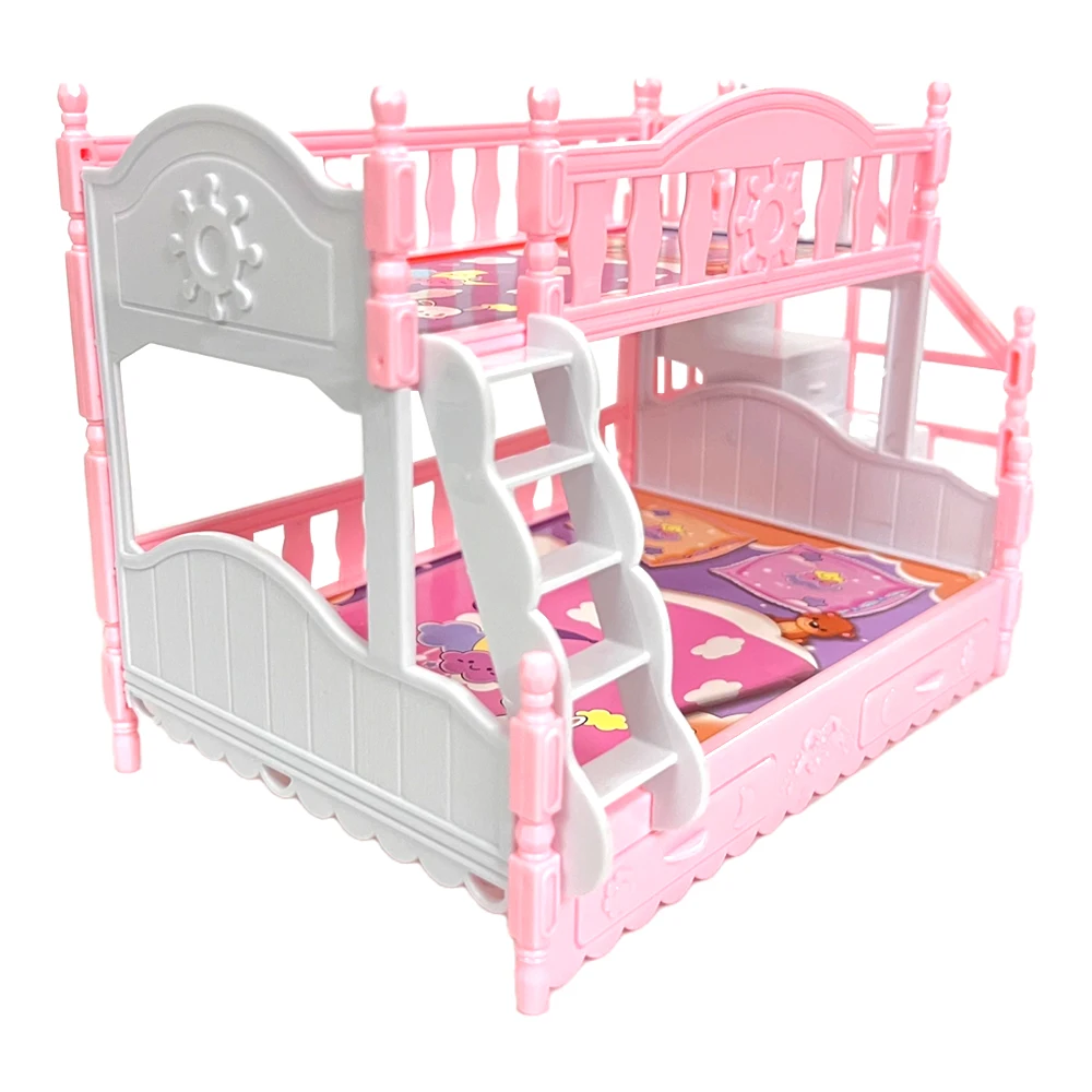 NK 1 Set 30CM Princess Plastic Furniture Fashion Pink Bunk Bed Drawer Step - £13.04 GBP