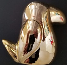 Mini Ceramic Puffin Metallic Gold Figurines - £3.15 GBP