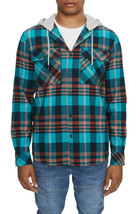 Eleven Paris Men&#39;s Hooded Plaid Shirt Jacket - Columbia Plaid - Size Medium - £43.05 GBP
