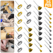 36X Steel Brass Wire Wheel Bowl Pen Polishing Wheel Cup Pen Brush Drill ... - £18.16 GBP