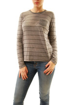 SUNDRY Womens Tee Casual Striped Long Sleeve Comfortable Grey Size S - £38.74 GBP