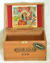 Santiago A. Fuente Finger Joint Wooden Cigar Box Tobacco Flor Fina 8-5-8 Empty b - $16.82