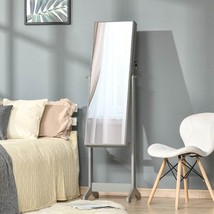 2-in-1 Jewelry Storage Cabinet Full Length Mirror in Gray Wood Finish - $183.64