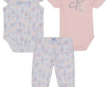 CALVIN KLEIN Baby Girls Printed Bodysuits and Joggers, 3 Piece Set0-3 - £20.24 GBP