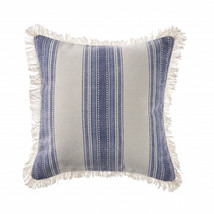 18&quot; X 18&quot; Navy Blue And Ivory 100% Cotton Coastal Zippered Pillow - £41.89 GBP