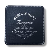 Coaster - Worlds most awesome Catan player - SET OF 2 - Leather or Stitc... - $11.75