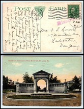 1914 US Postcard - St Louis, Missouri to Hackettstown, NY MISSENT Hackensack H14 - £2.25 GBP