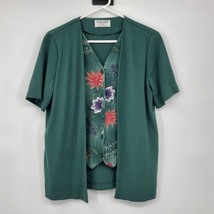 Vintage Alfred Dunner Petite Blouse Womens 8 Used Green Floral - £14.07 GBP
