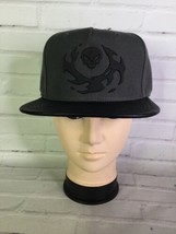 Overwatch Reaper Skull Logo Faux Leather Brim Snapback Hat Cap Gray Black - £19.08 GBP