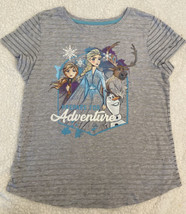 Disney Girls T-Shirt  Frozen Short Sleeve Gray Elsa Anna Size XL 14-16 - £6.00 GBP