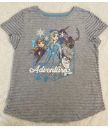Disney Girls T-Shirt  Frozen Short Sleeve Gray Elsa Anna Size XL 14-16 - £6.13 GBP