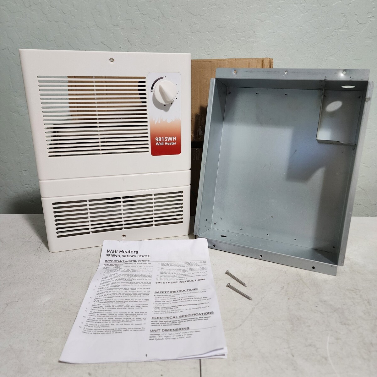 9815WH Large Capacity Electric Wall Heater with Built-in Adjustable Ther... - $129.95