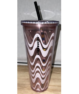 Starbucks Spring Pink wavy swirl stripe acrylic tumbler 24oz &amp; Straw LOW $ - $35.60 CAD