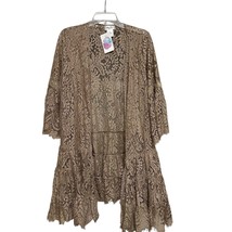 Angel Heart Womens Taupe Cardigan M Flare Sleeve Floral Lace Fairy Cotta... - $18.81