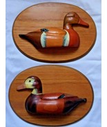 3D Wood Duck Wall Plaques Lot of 2 Signed Sindi on One of them Vintage - $25.00