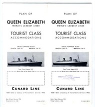 Queen Elizabeth Worlds Largest Liner Tourist Class Accommodation Plan Cu... - $47.64