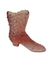 Fenton Art Glass Shoe Figurine Secret Slipper Boot cat High Heel Pink Opalescent - $19.75