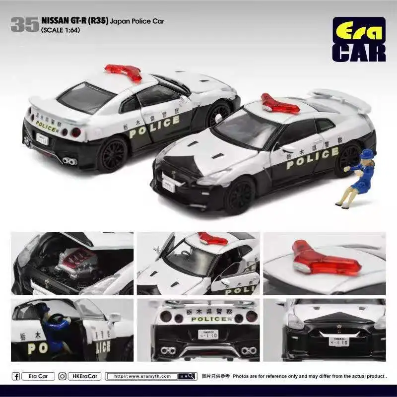 Play Era Car 1:64 Nissan GT-R R35 Japan Police Car with figure Diecast Model Car - £43.86 GBP