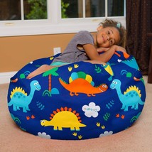 Bean Bag Chair for Kids, Teens, and Adult, Canvas Dinos on Blue, 38in - Large - £64.74 GBP