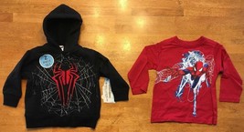 NWT Marvel Spider-Man Boy&#39;s Red &amp; Black Hooded Sweatshirt &amp; Shirt - Size: 2T - £11.02 GBP