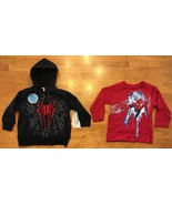 NWT Marvel Spider-Man Boy&#39;s Red &amp; Black Hooded Sweatshirt &amp; Shirt - Size... - £11.20 GBP