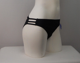 Swim Sexy Ladies Bikini Bottom Triple String Accent Solid Black Shirring... - £19.66 GBP