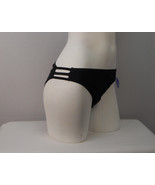Swim Sexy Ladies Bikini Bottom Triple String Accent Solid Black Shirring... - £19.65 GBP
