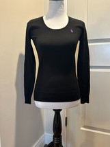 NWOT RALPH LAUREN SPORT 100% Wool Black Jewel Neck Sweater SZ S - £77.66 GBP